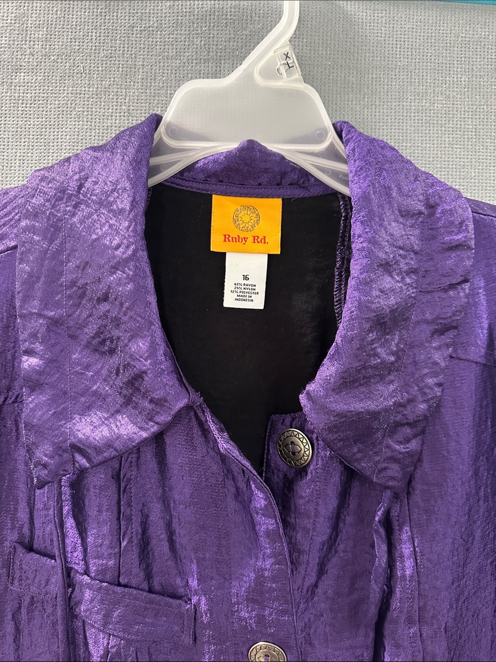Ruby Rd. Shimmery Purple Button Jacket - Picture 2 of 6